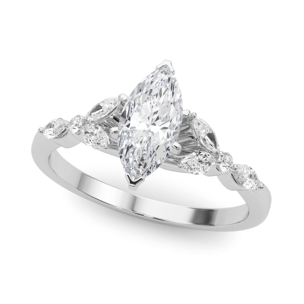 Alternating Marquise & Round Engagement Ring