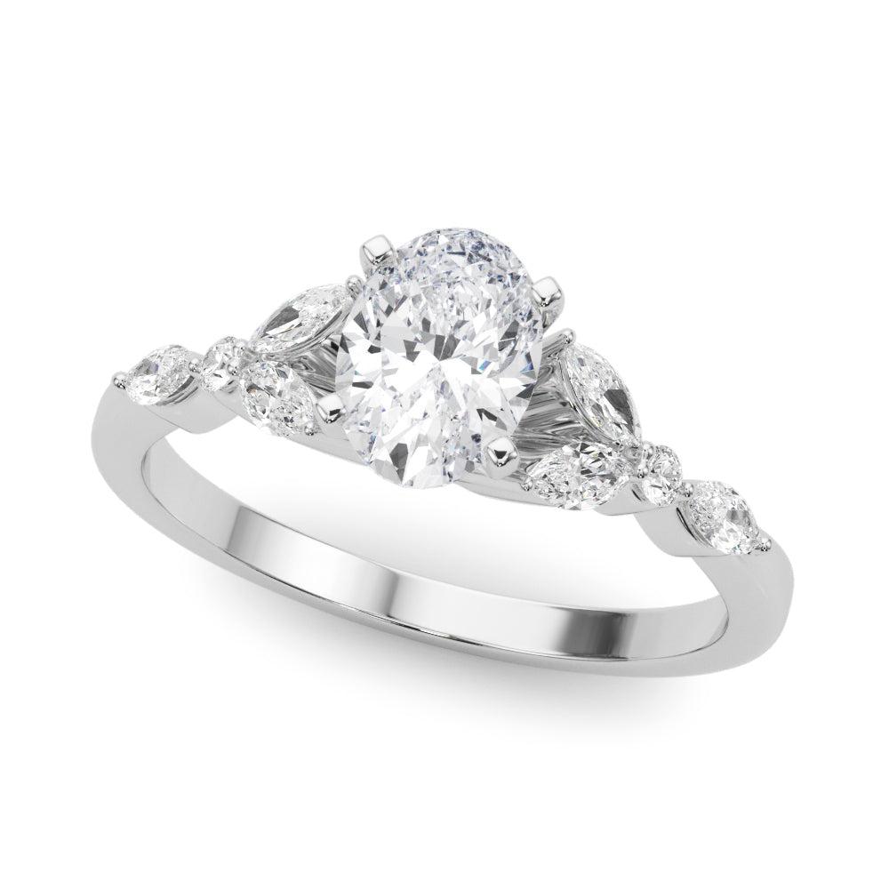 Alternating Marquise & Round Engagement Ring