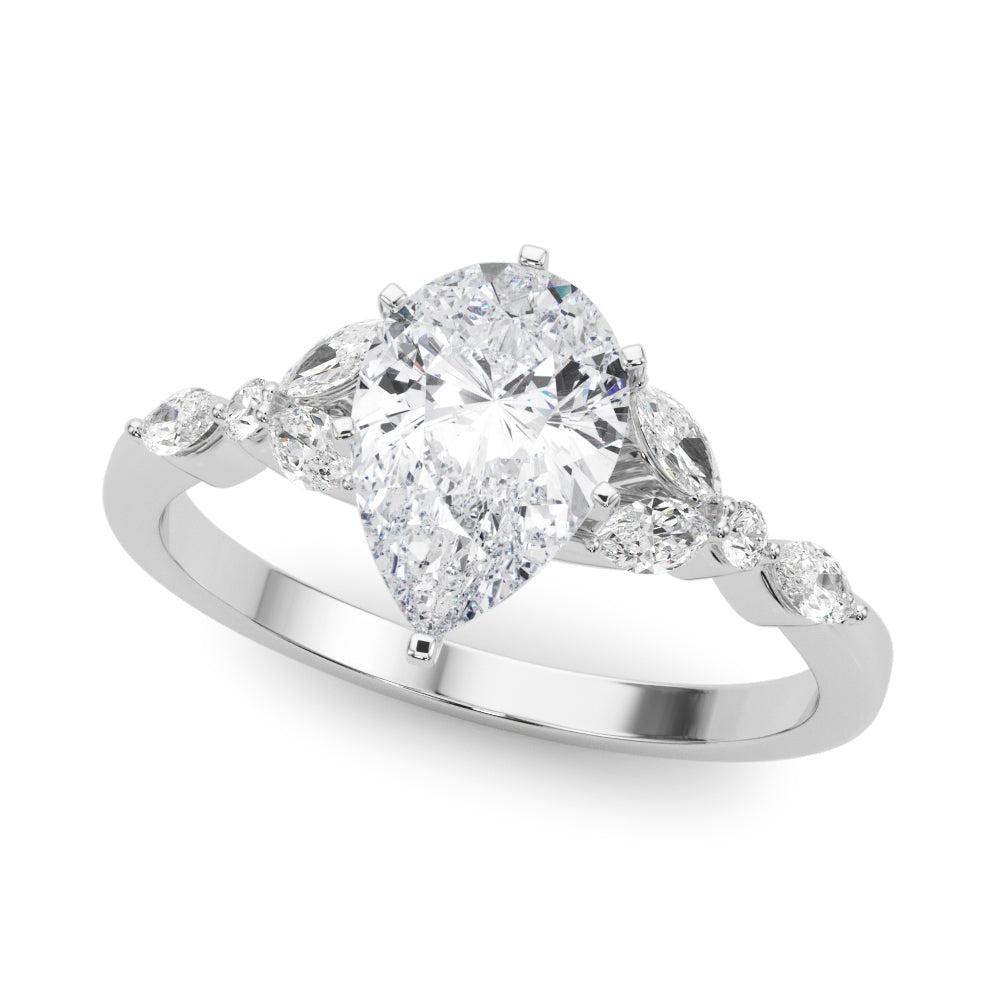 Alternating Marquise & Round Engagement Ring