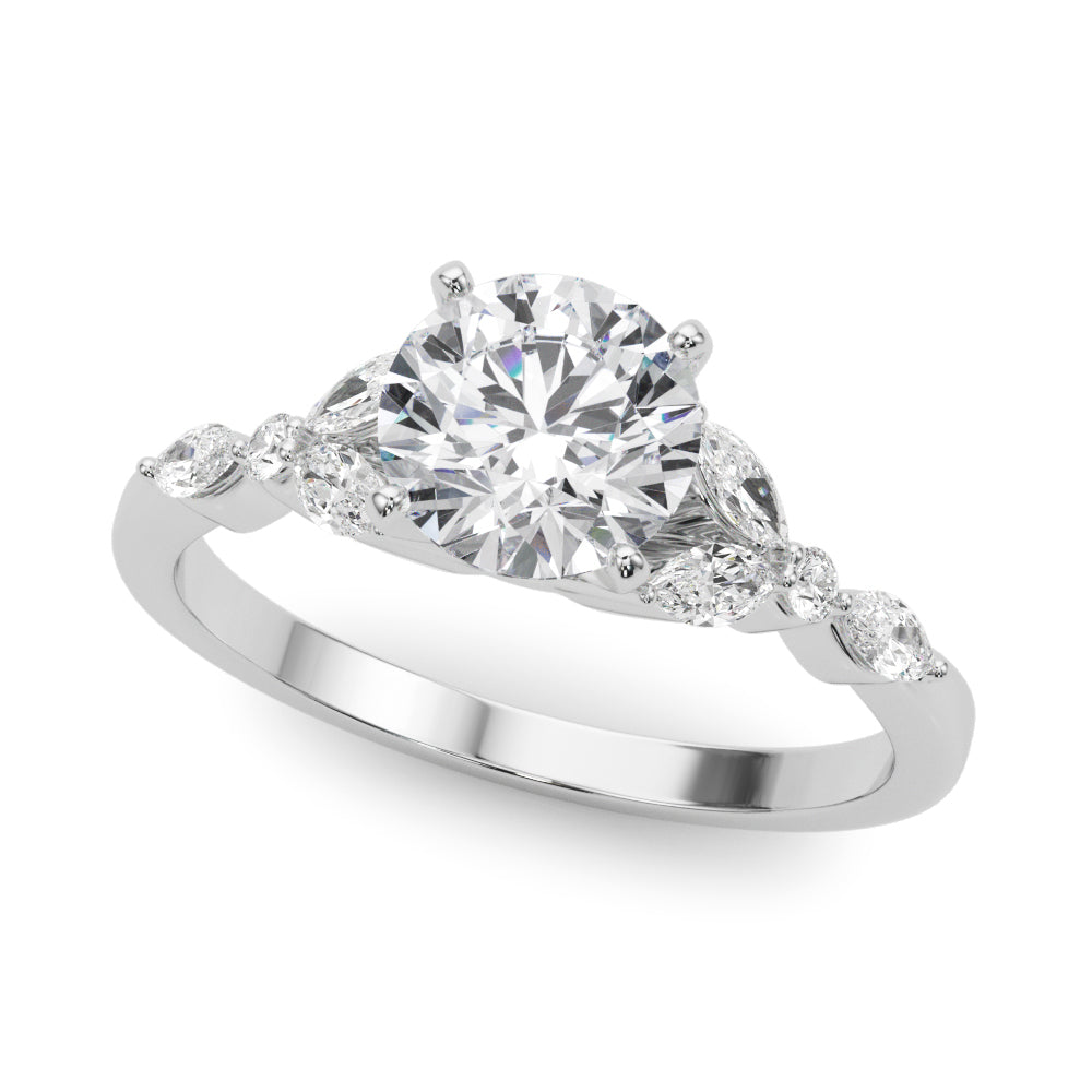 Alternating Marquise & Round Engagement Ring