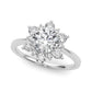 Round Floral Halo Engagement Ring