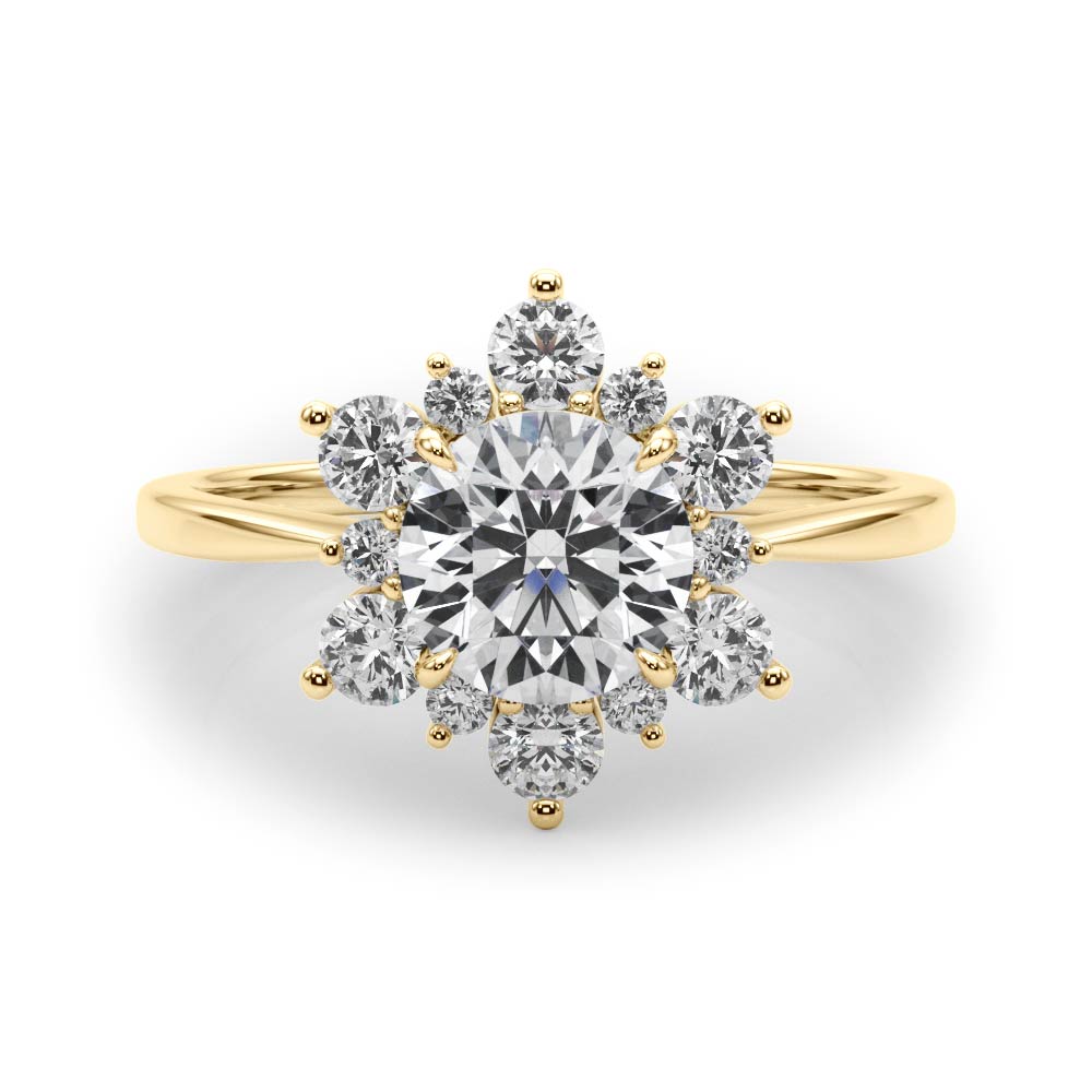 Round Floral Halo Engagement Ring