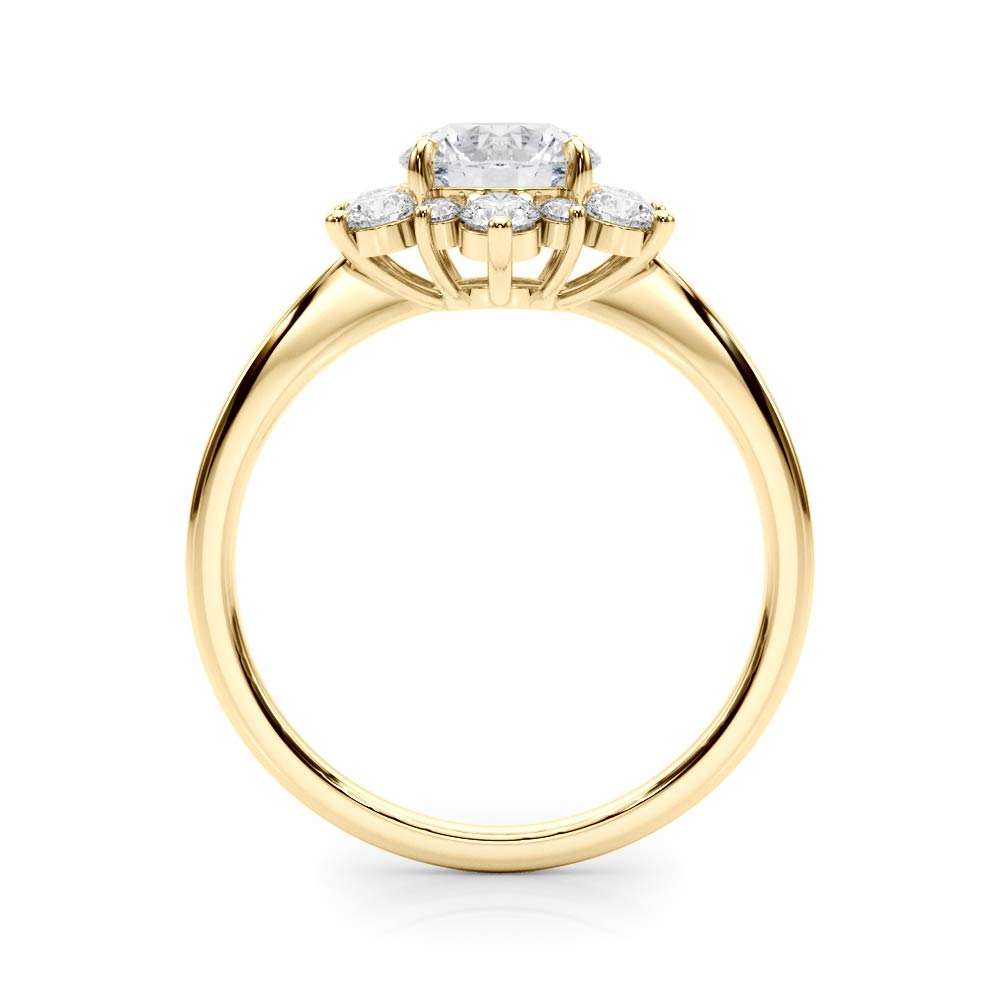 Round Floral Halo Engagement Ring