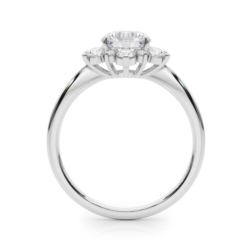 Round Floral Halo Engagement Ring