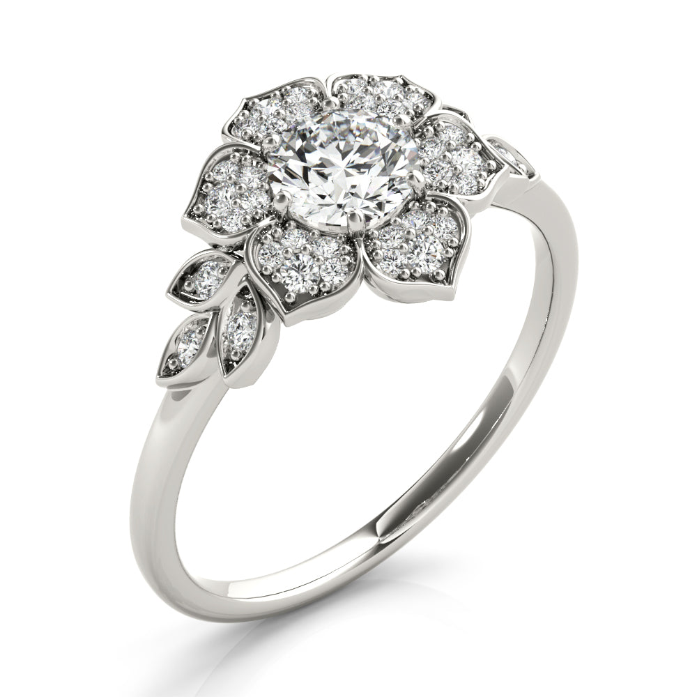 Floral Halo Engagement Ring