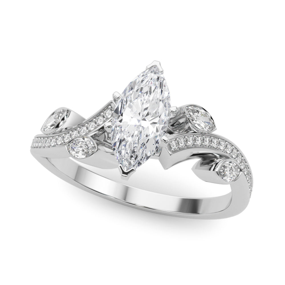 Marquise Accented Bypass Engagement Ring