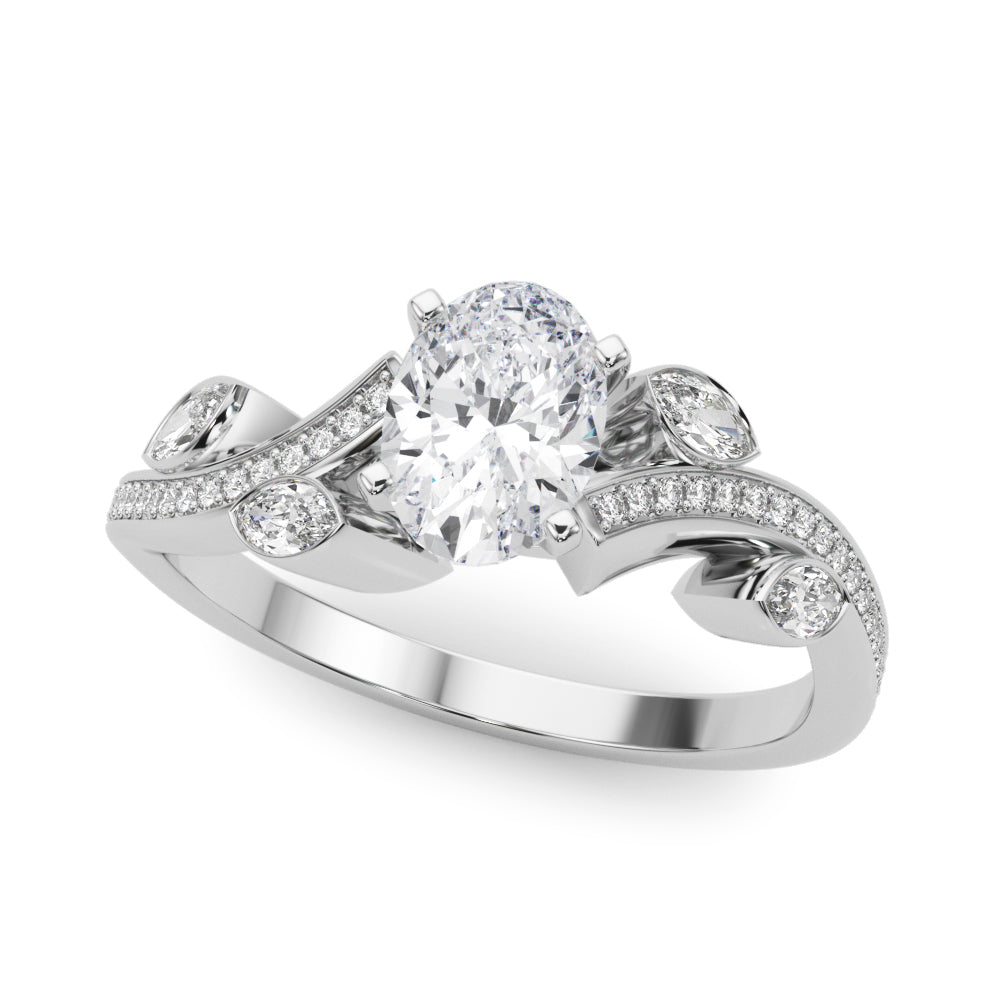 Marquise Accented Bypass Engagement Ring