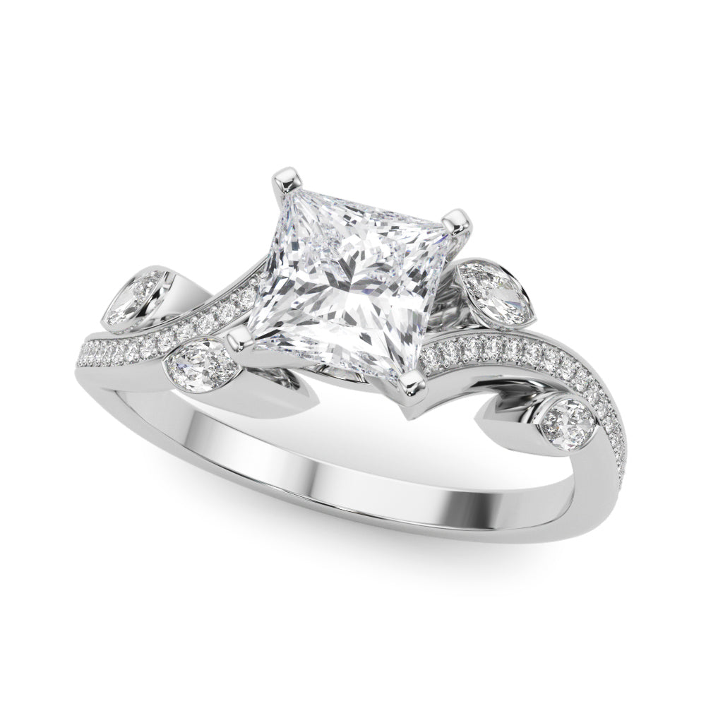 Marquise Accented Bypass Engagement Ring