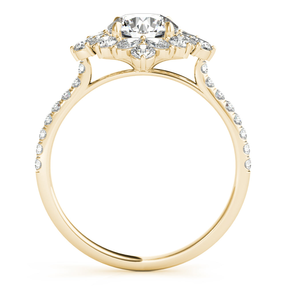 Mixed Shape Halo Round Engagement Ring