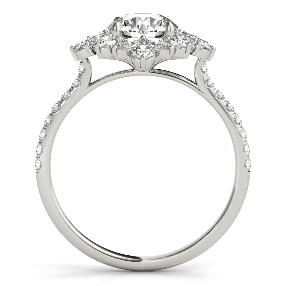 Mixed Shape Halo Round Engagement Ring