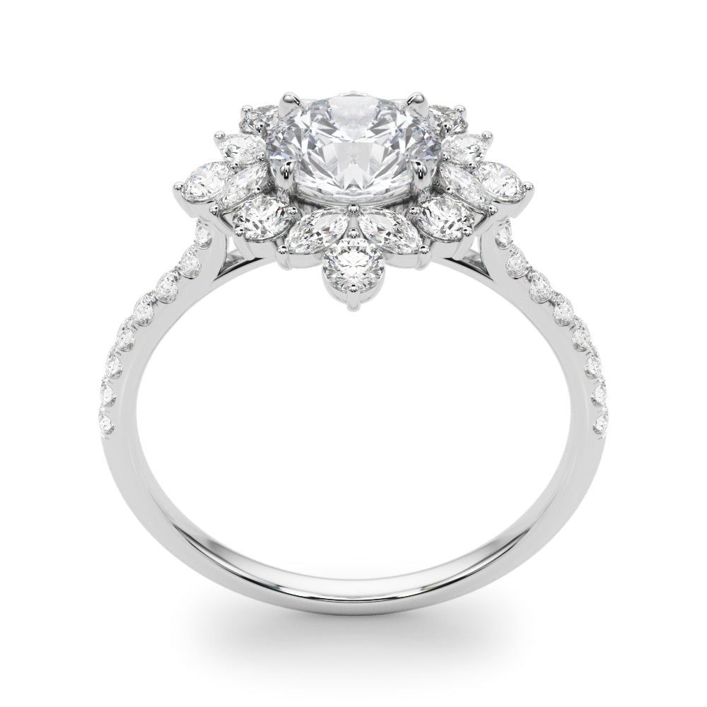 Mixed Shape Halo Round Engagement Ring