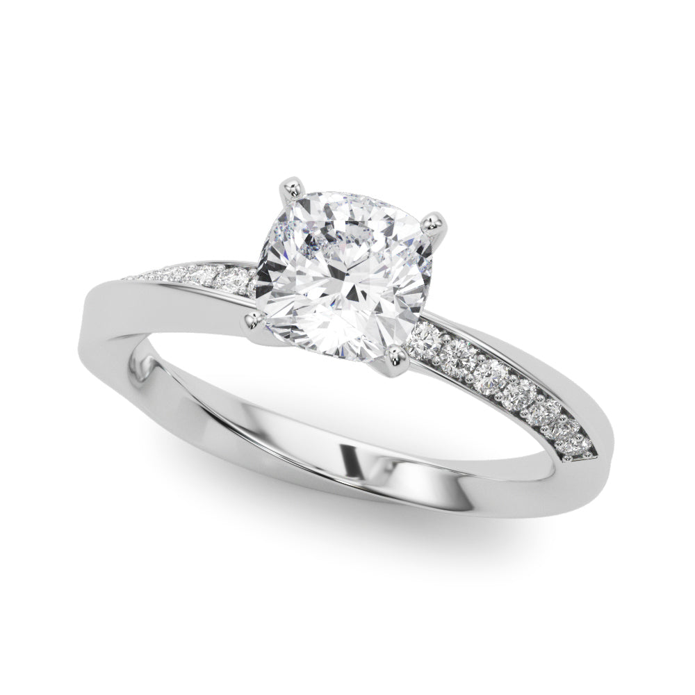 Single Row Twisted Prong Engagement Ring
