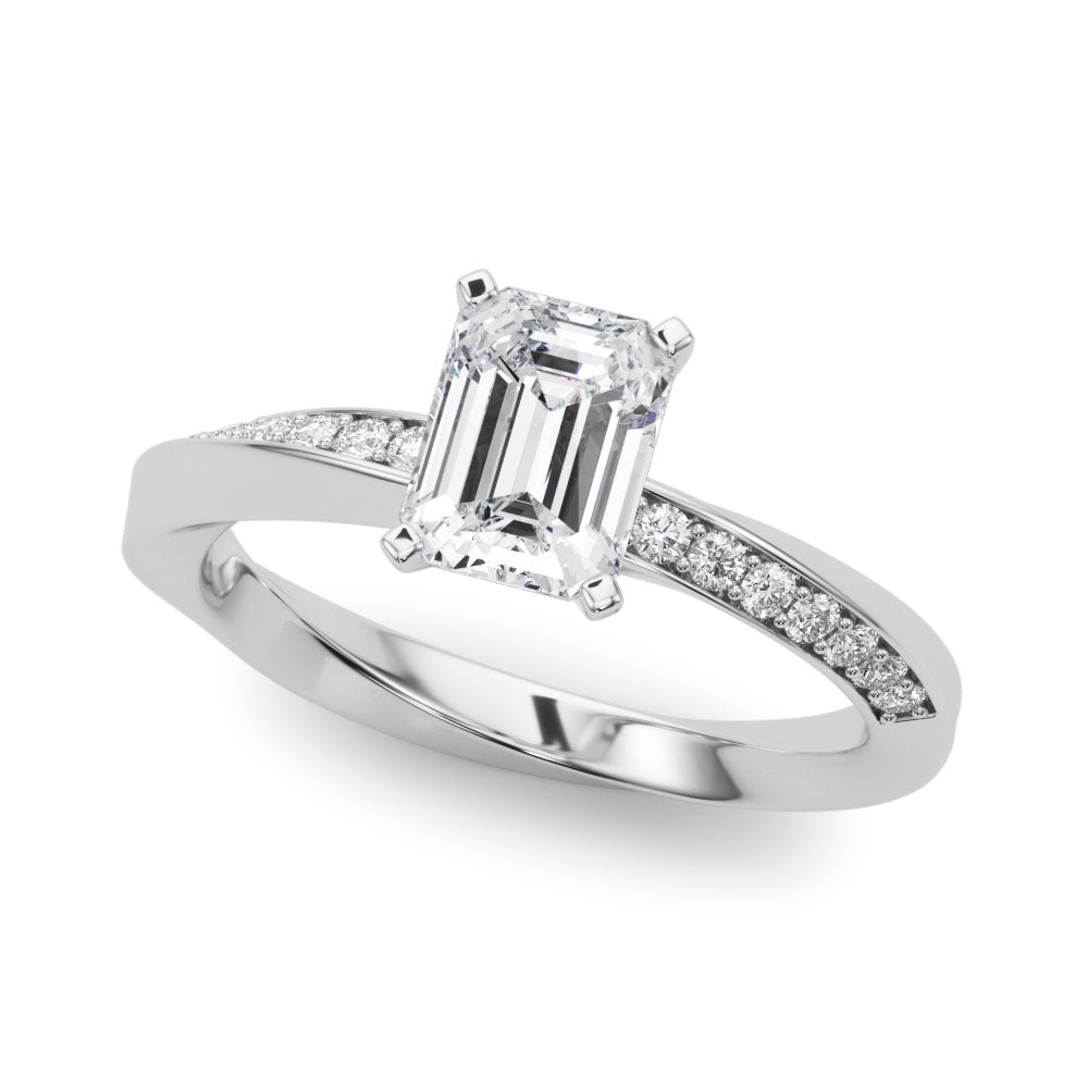 Single Row Twisted Prong Engagement Ring