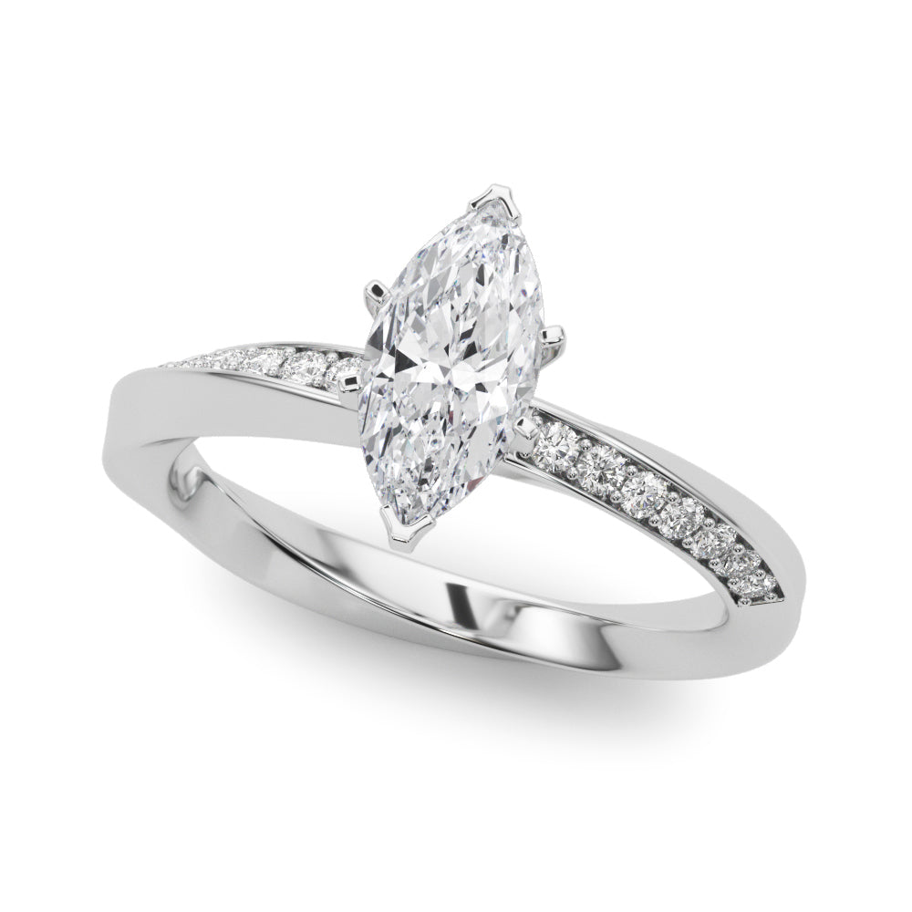 Single Row Twisted Prong Engagement Ring