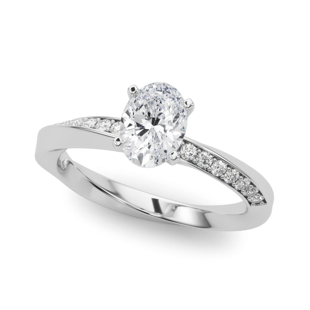 Single Row Twisted Prong Engagement Ring