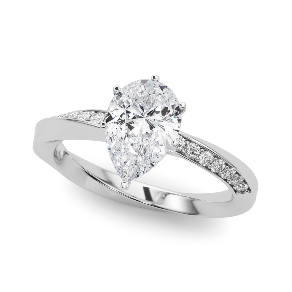 Single Row Twisted Prong Engagement Ring