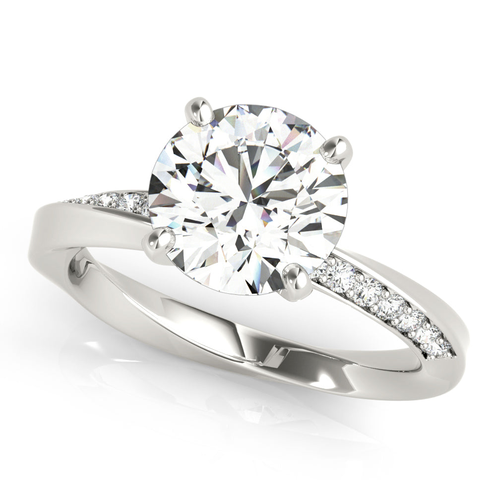 Single Row Twisted Prong Engagement Ring