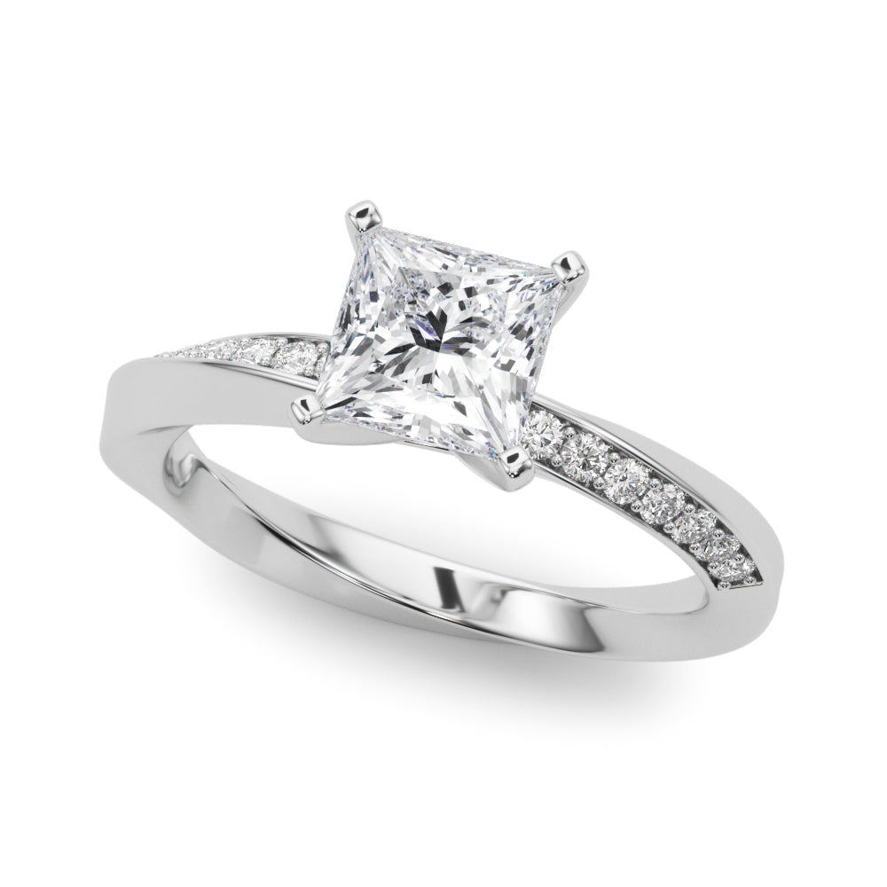 Single Row Twisted Prong Engagement Ring