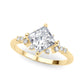 Scattered Diamond Princess Cut Engagement Ring