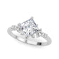 Scattered Diamond Princess Cut Engagement Ring