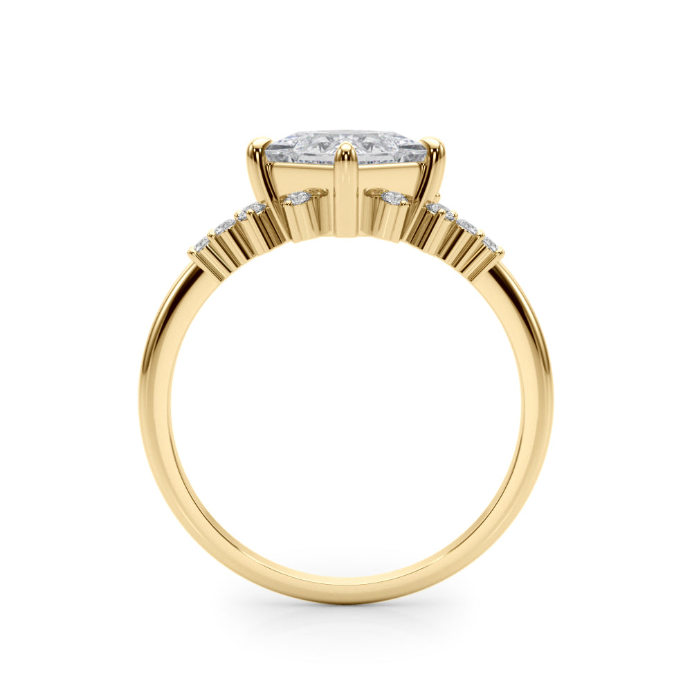 Scattered Diamond Princess Cut Engagement Ring