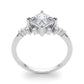 Scattered Diamond Princess Cut Engagement Ring
