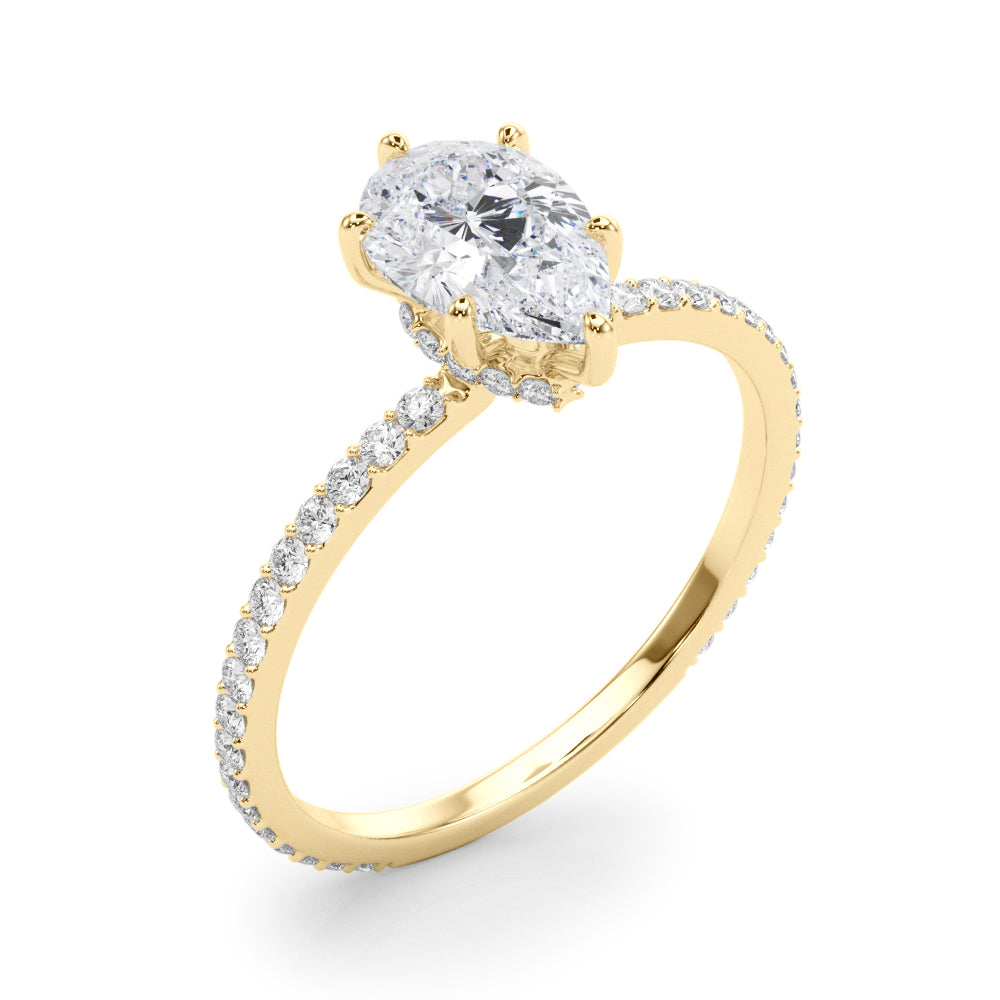Hidden Halo Pear Shape Engagement Rings