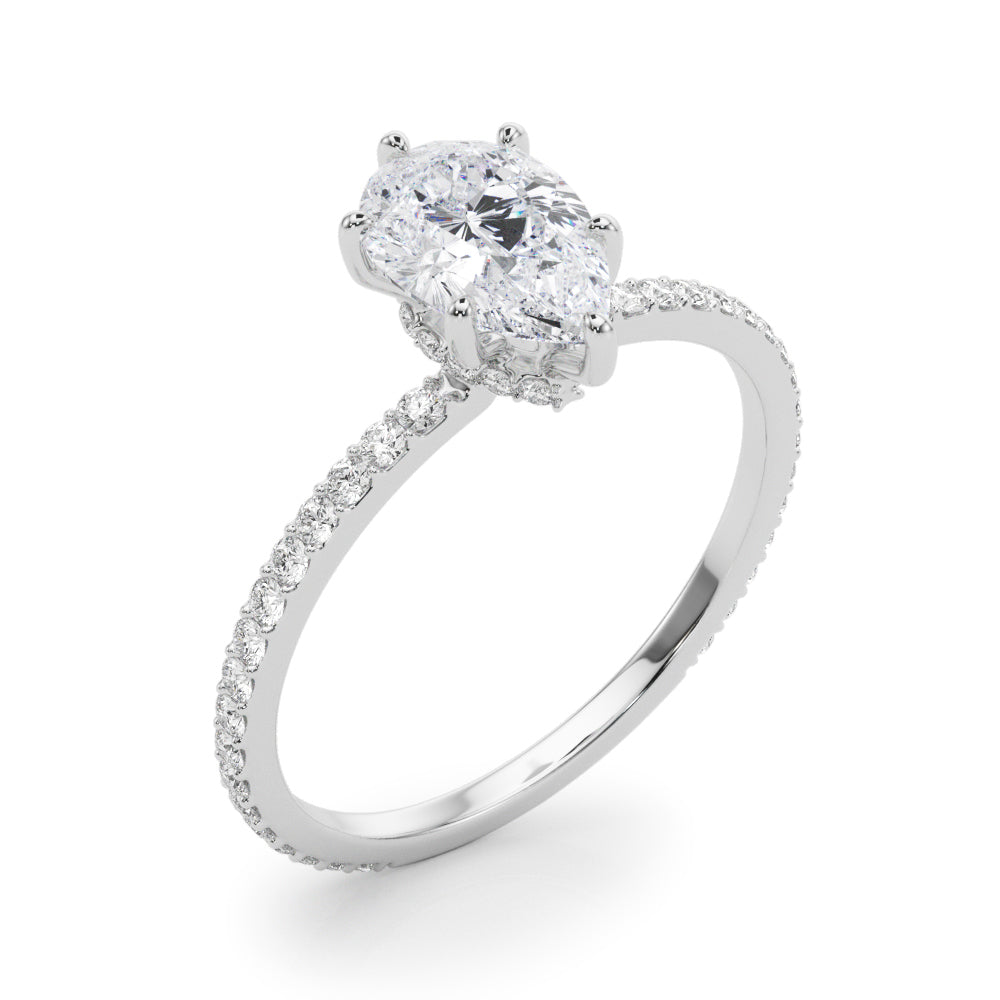 Hidden Halo Pear Shape Engagement Rings
