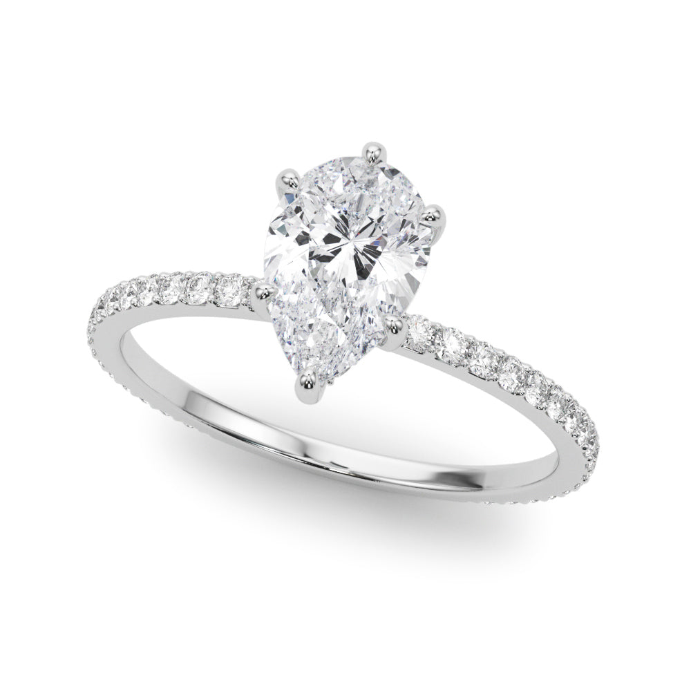Hidden Halo Pear Shape Engagement Rings