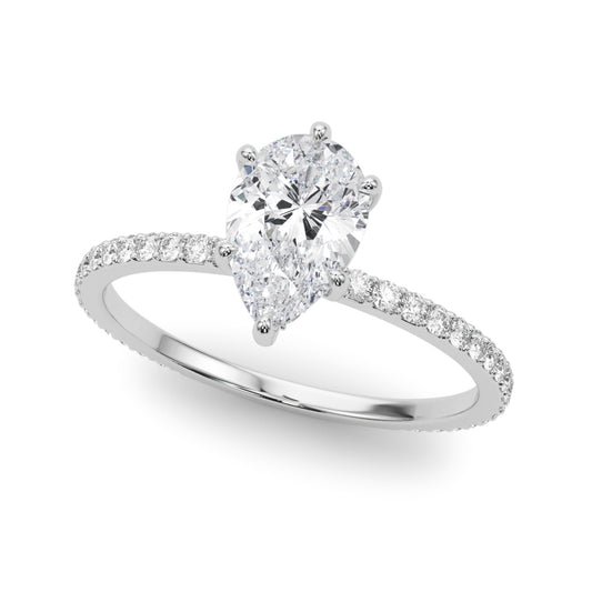 Hidden Halo Pear Shape Engagement Rings