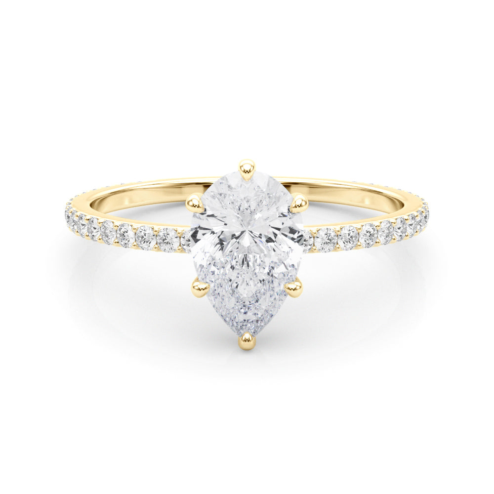Hidden Halo Pear Shape Engagement Rings
