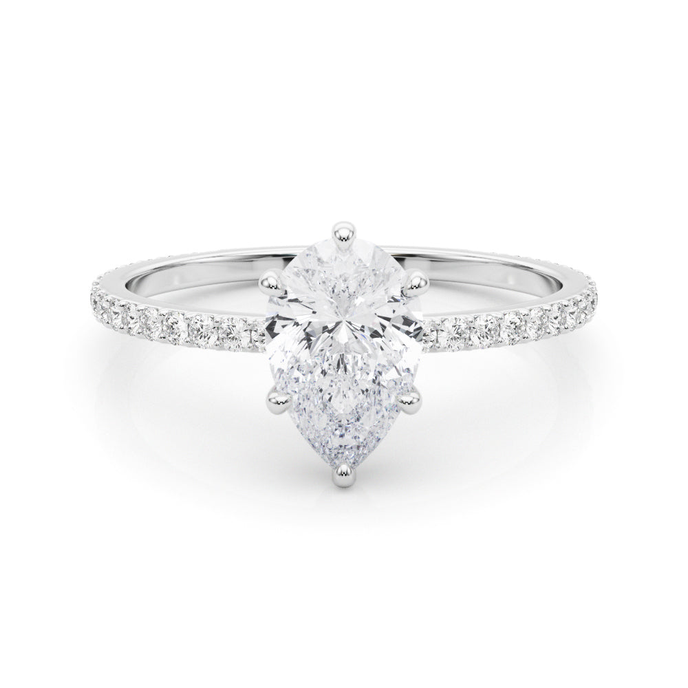 Hidden Halo Pear Shape Engagement Rings