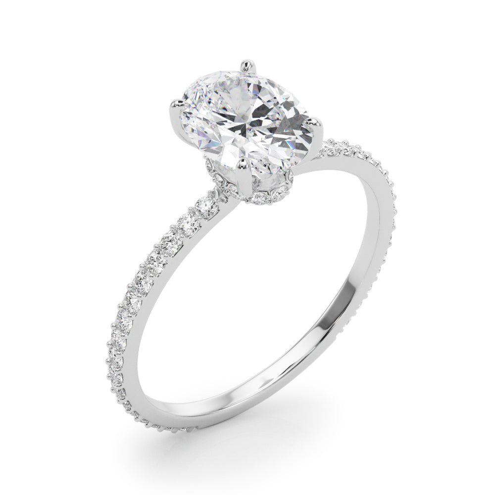 Oval Hidden Halo Engagement Ring