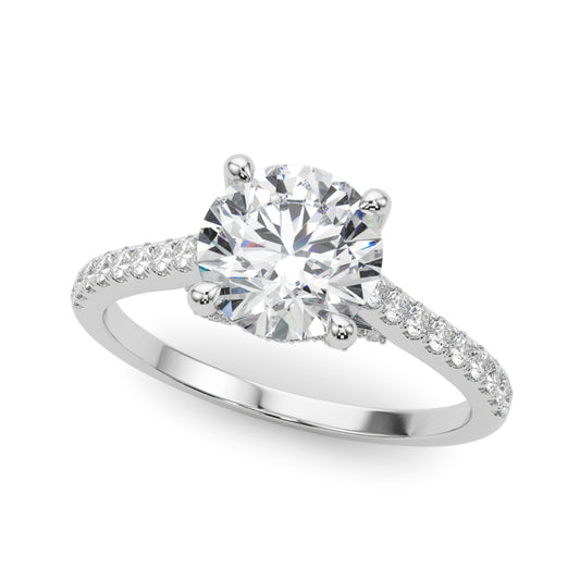 Single Row Prong Hidden Halo Engagement Ring