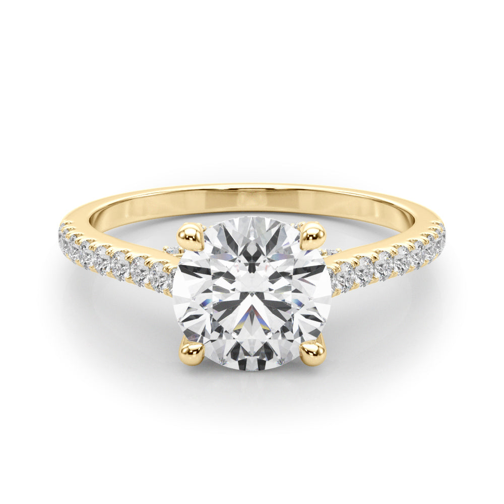 Single Row Prong Hidden Halo Engagement Ring