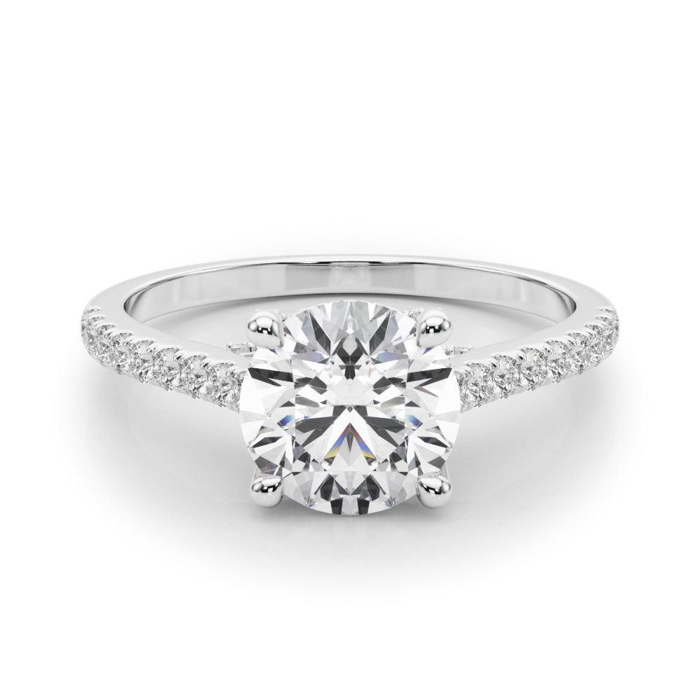 Single Row Prong Hidden Halo Engagement Ring