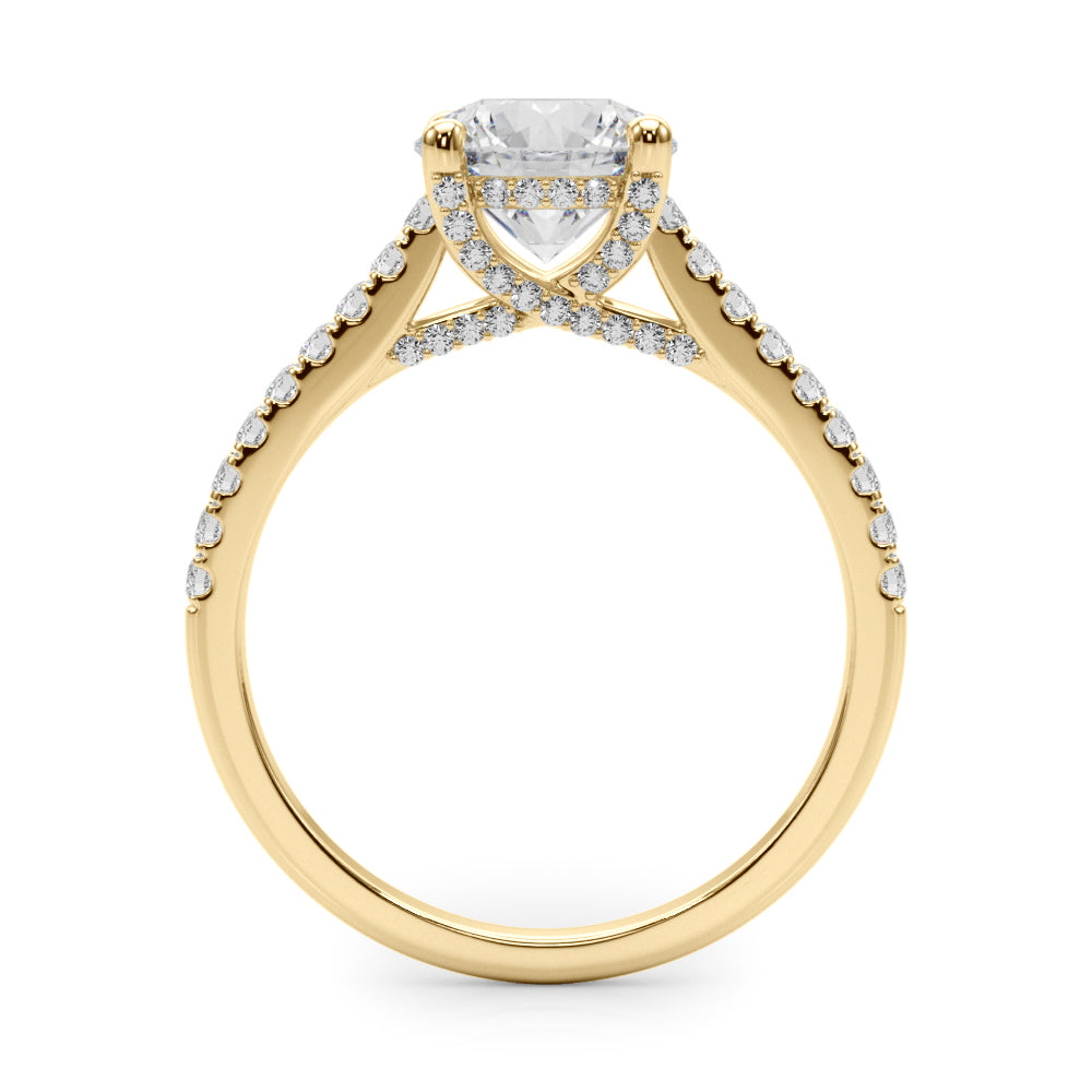 Single Row Prong Hidden Halo Engagement Ring