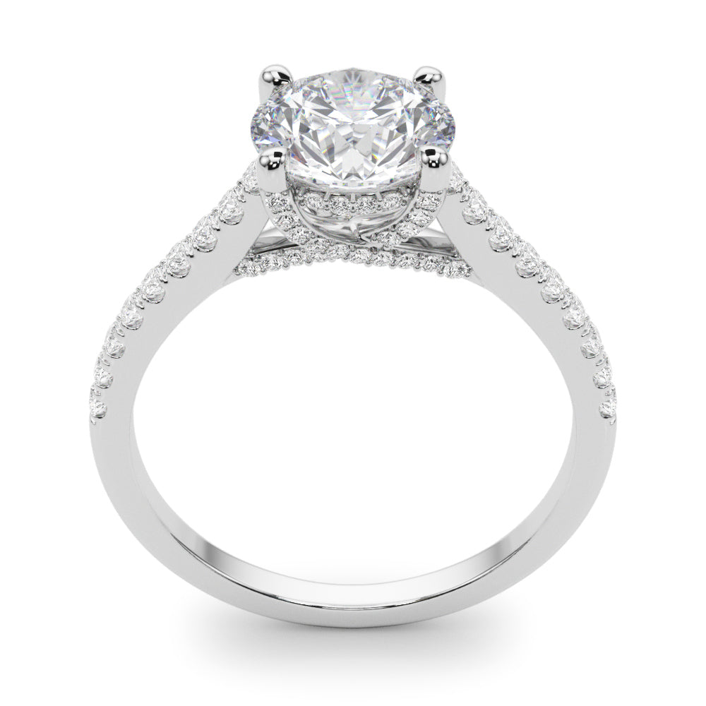 Single Row Prong Hidden Halo Engagement Ring