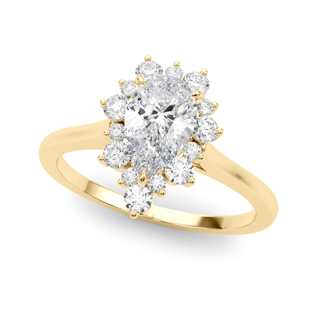 Pear Shape Solitaire Halo Engagement Ring