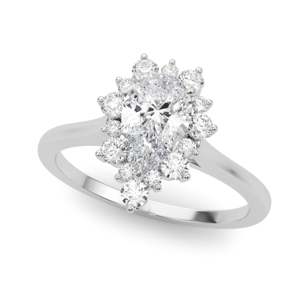 Pear Shape Solitaire Halo Engagement Ring