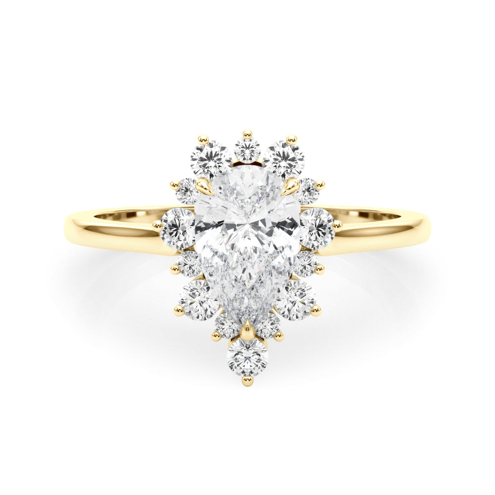 Pear Shape Solitaire Halo Engagement Ring