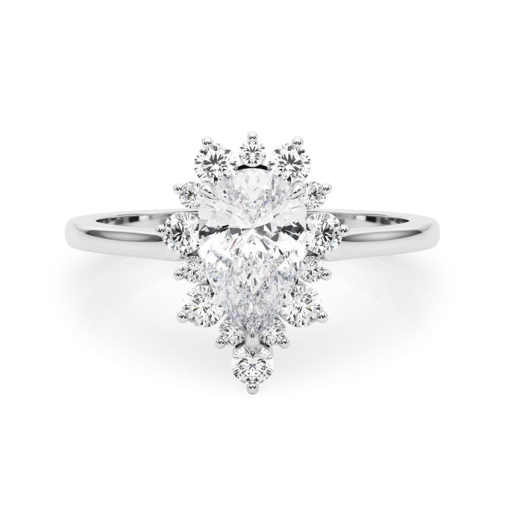 Pear Shape Solitaire Halo Engagement Ring
