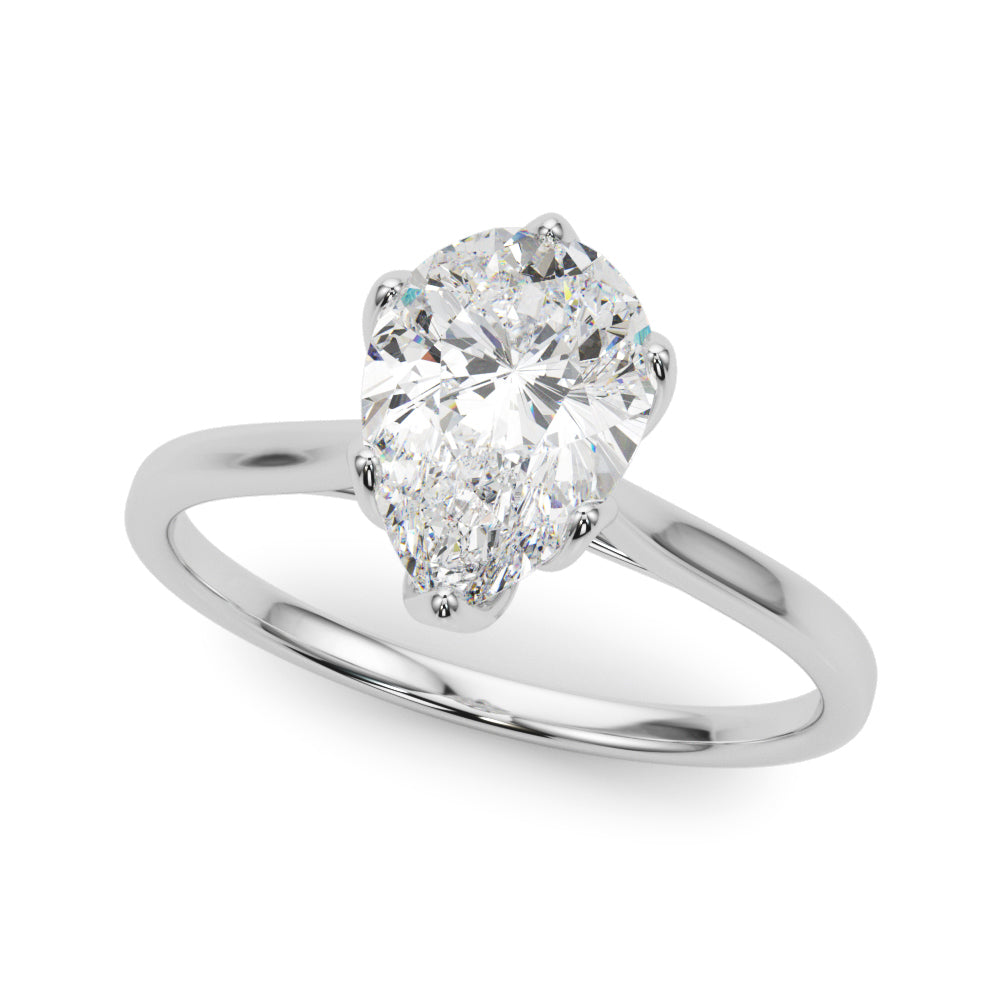 Pear Shape Tulip Solitaire Engagement Ring