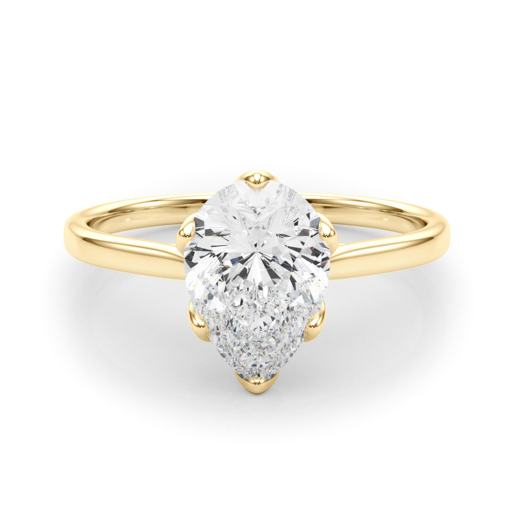 Pear Shape Tulip Solitaire Engagement Ring