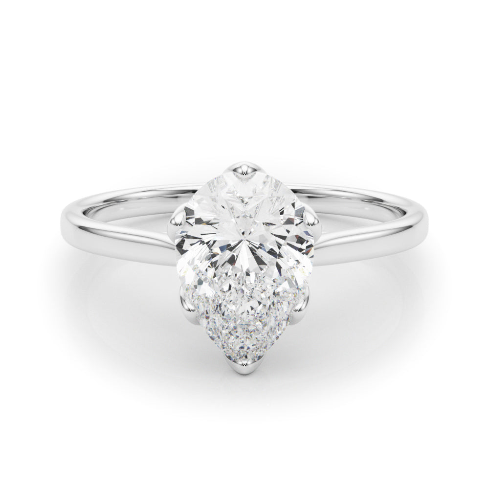 Pear Shape Tulip Solitaire Engagement Ring