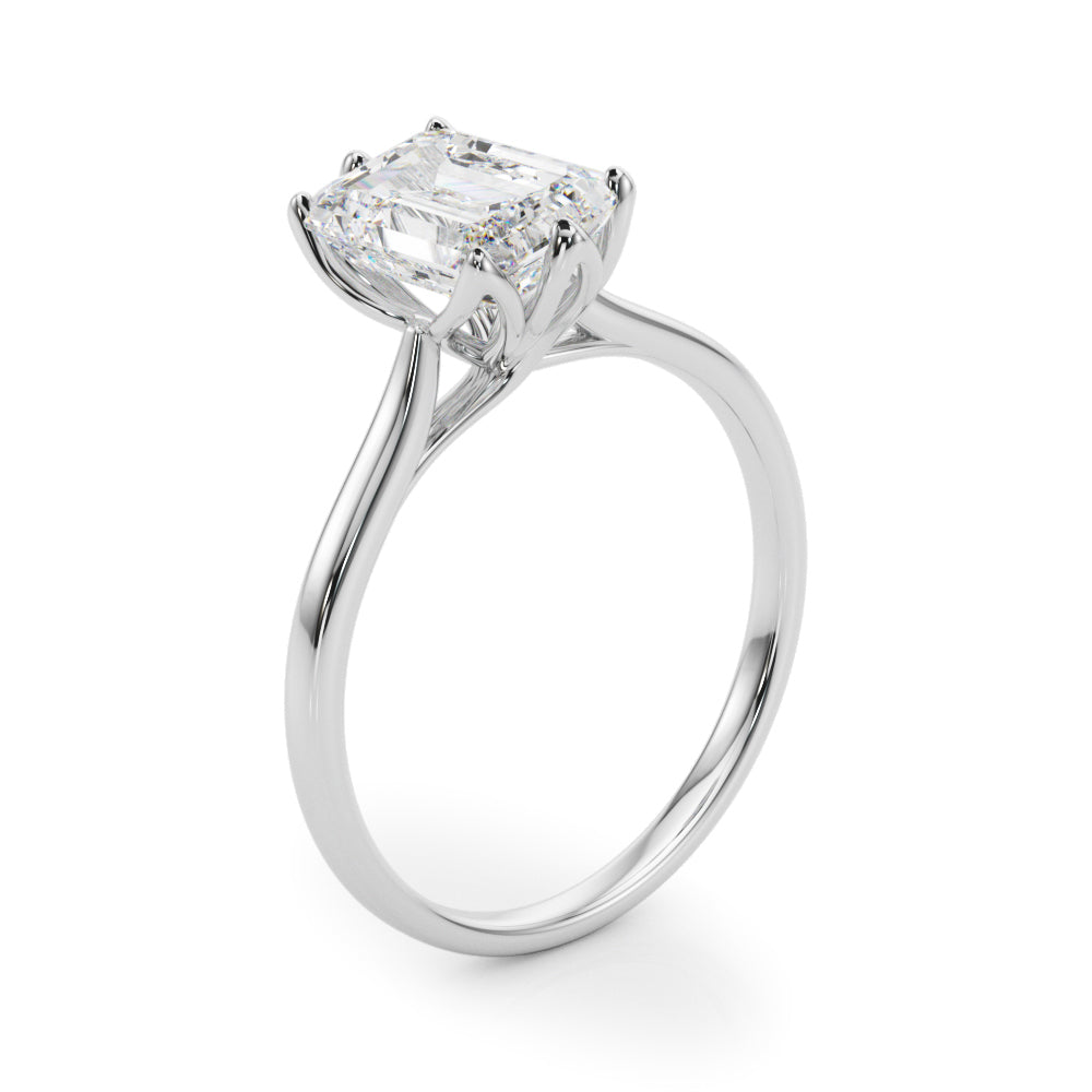 6-Prong Emerald Cut Floral Engagement Ring