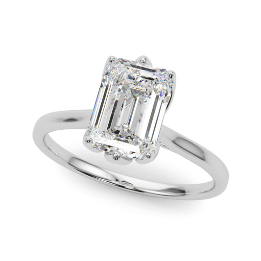 6-Prong Emerald Cut Floral Engagement Ring