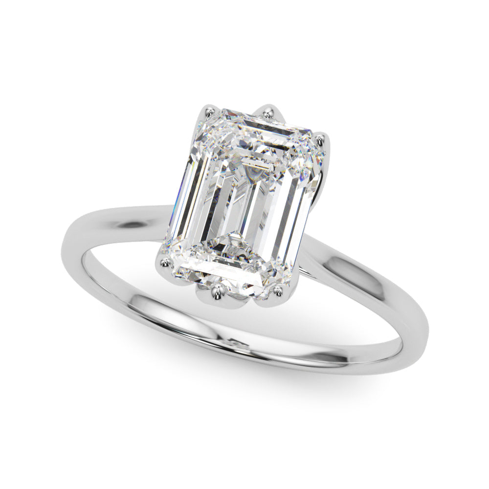 6-Prong Emerald Cut Floral Engagement Ring