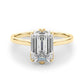 6-Prong Emerald Cut Floral Engagement Ring