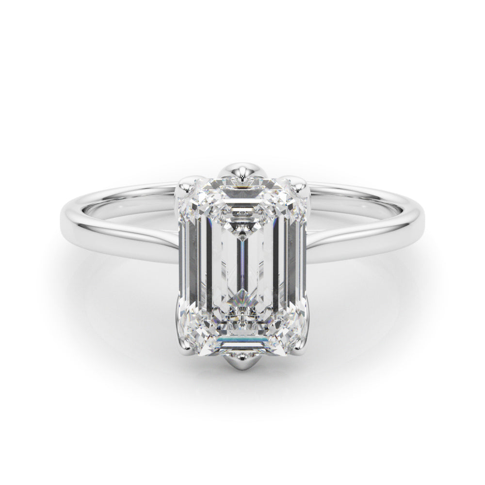 6-Prong Emerald Cut Floral Engagement Ring
